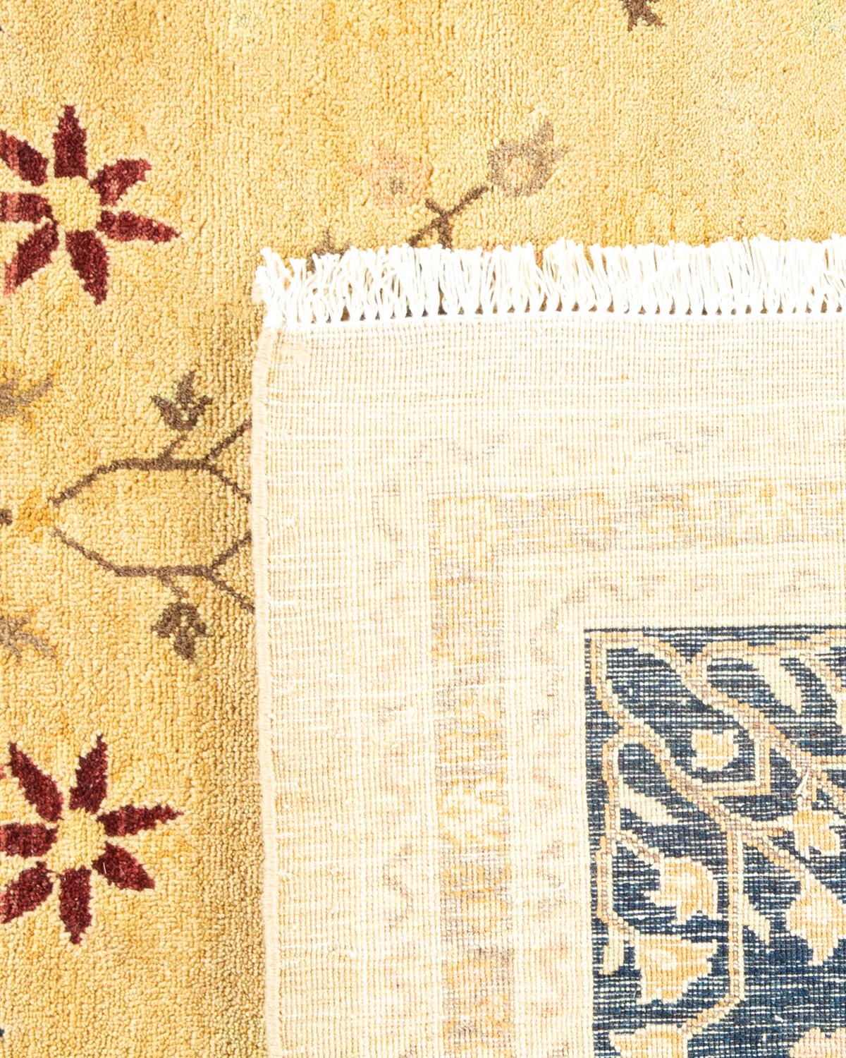 Hand-Knotted One-of-a-kind Hand Made Traditional Mogul Ivory Area Rug For Sale
