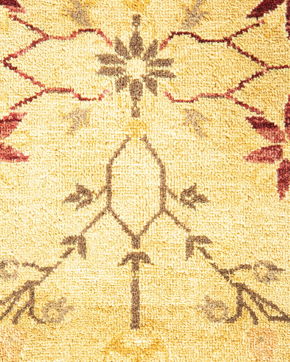 Contemporary One-of-a-kind Hand Made Traditional Mogul Ivory Area Rug For Sale