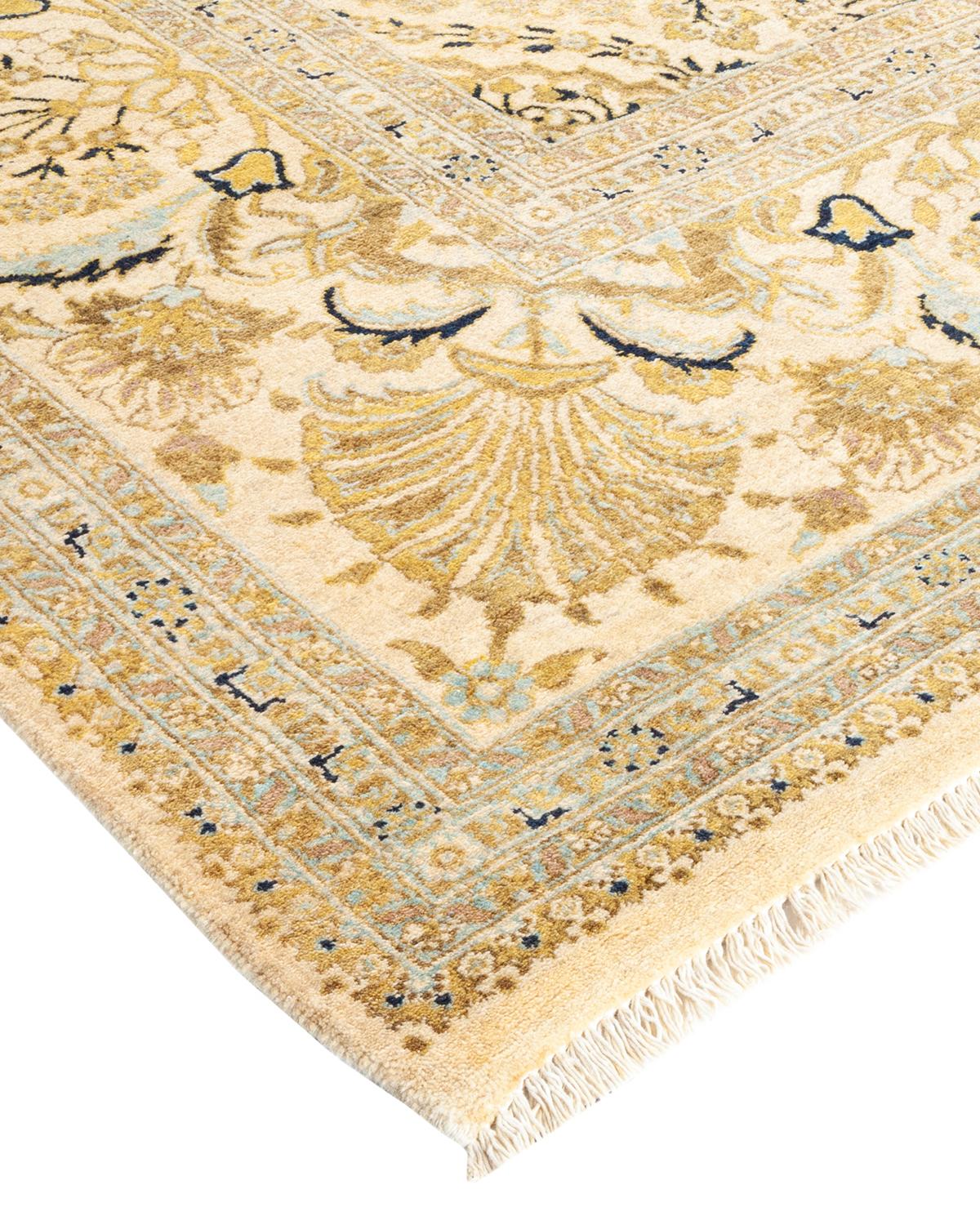 Laine Tapis traditionnel ivoire Mogul unique en son genre fabriqué à la main en vente