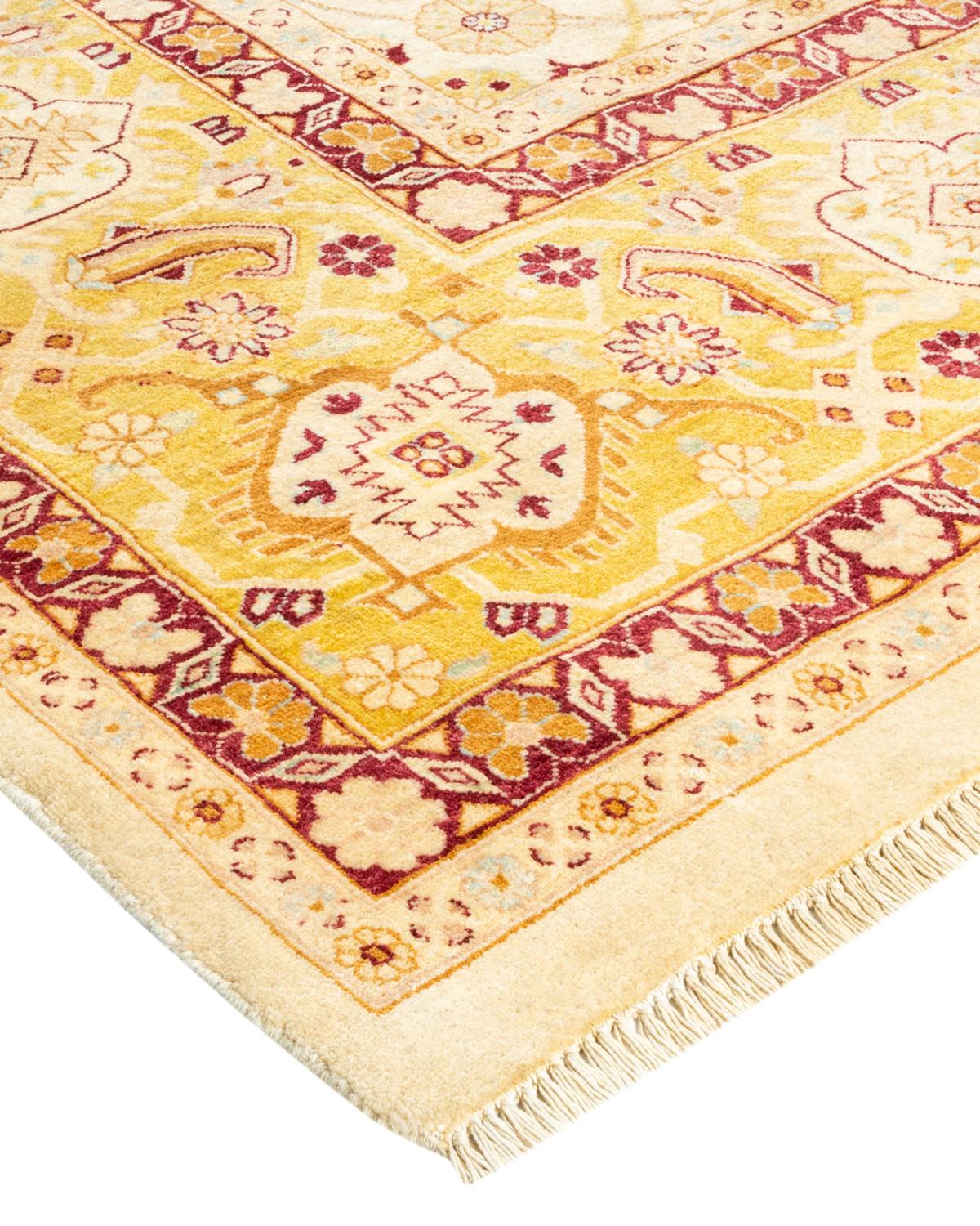 Laine Tapis traditionnel ivoire Mogul unique en son genre fabriqué à la main en vente