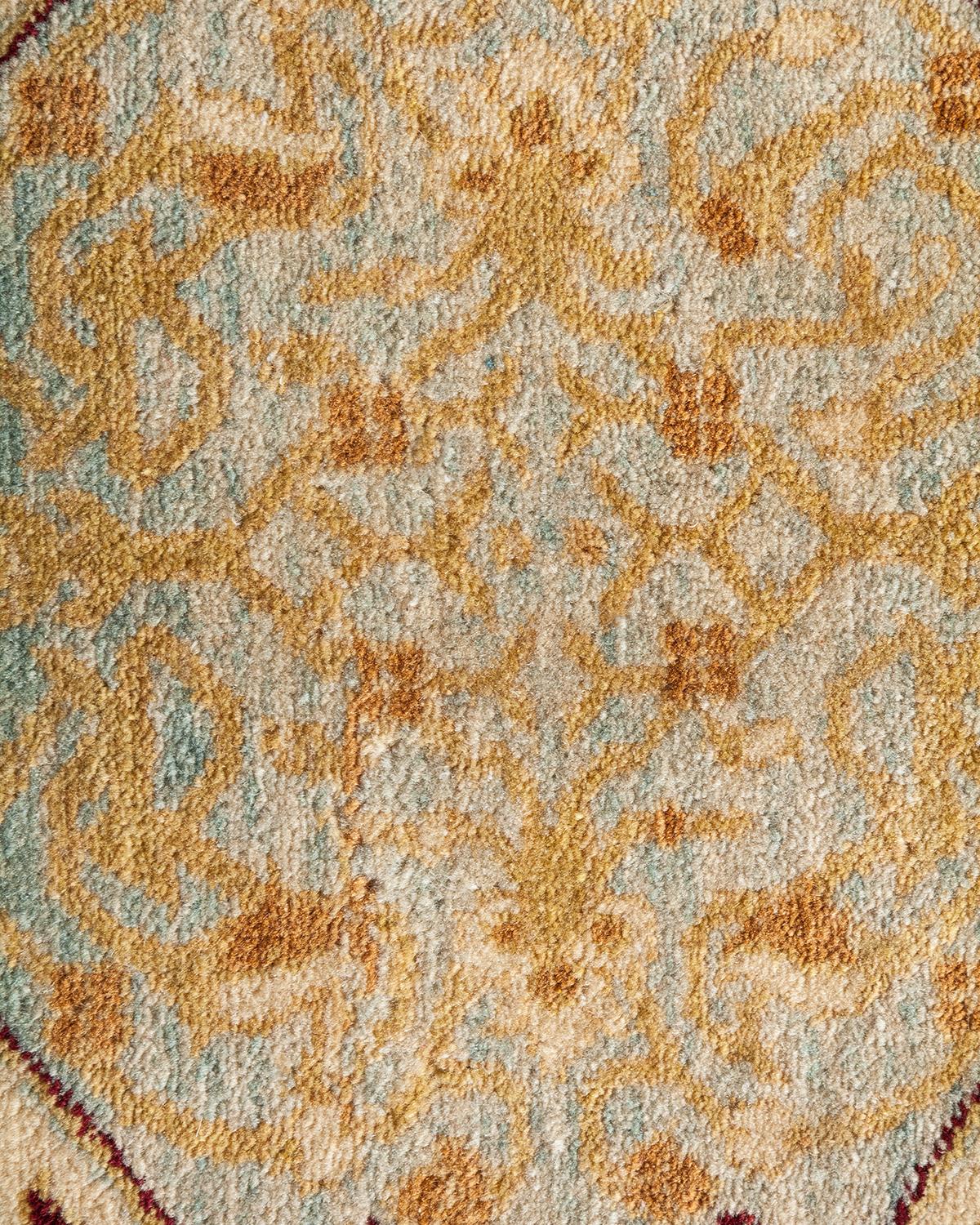 XXI secolo e contemporaneo Tappeto tradizionale Mogul avorio Hand Made unico nel suo genere in vendita