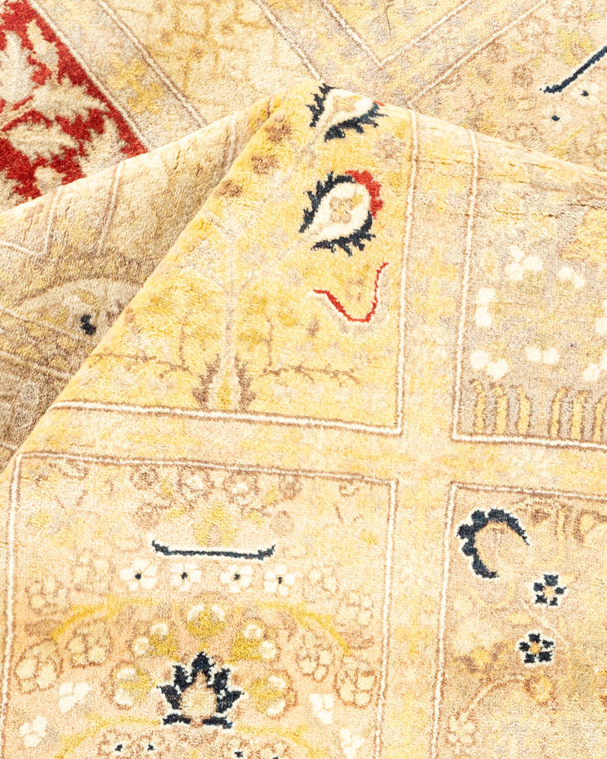 Other One-Of-A-Kind Hand Made Traditional Mogul Ivory Area Rug For Sale