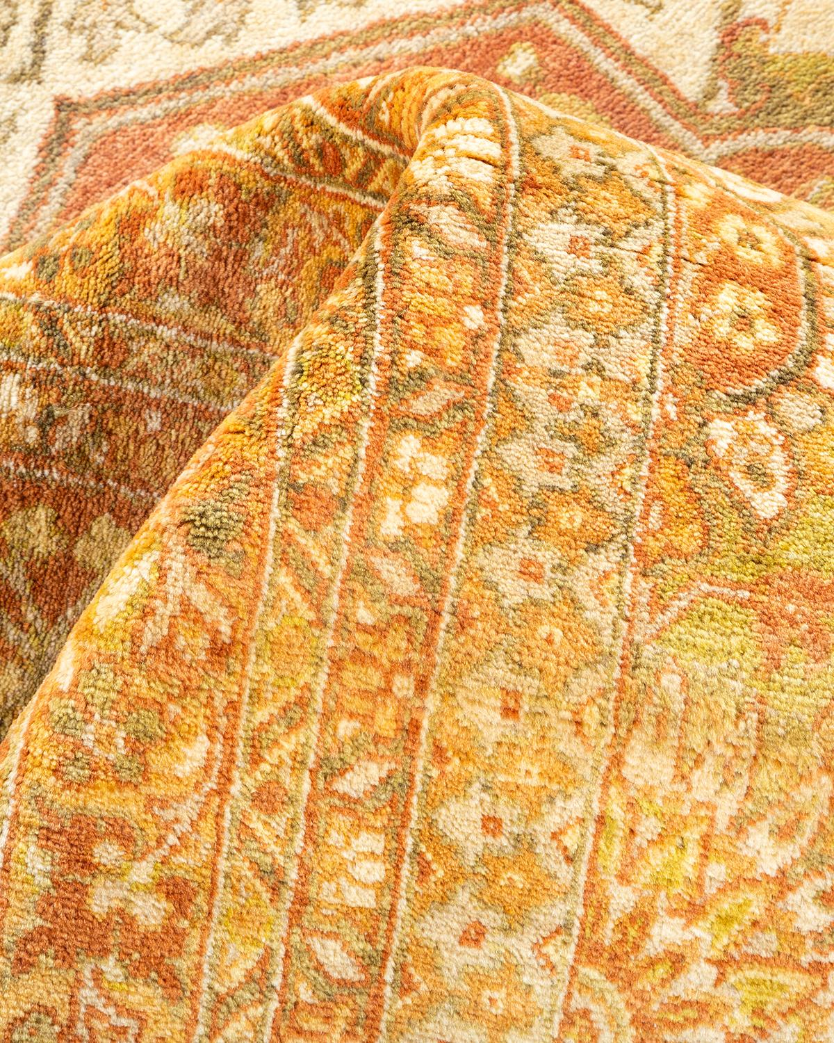 Other One-of-a-Kind Hand Made Traditional Mogul Ivory Area Rug For Sale