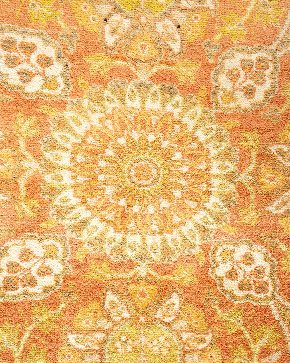 Contemporary One-of-a-Kind Hand Made Traditional Mogul Ivory Area Rug For Sale