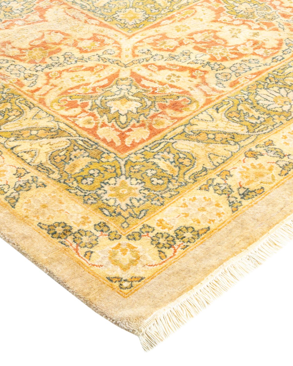 Laine Tapis traditionnel ivoire Mogul unique en son genre fabriqué à la main en vente