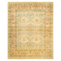 One-of-a-Kind Hand Made Traditional Mogul Ivory Area Rug