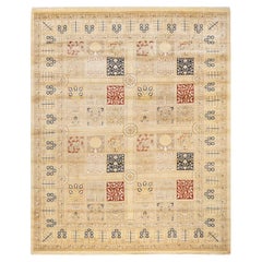 One-Of-A-Kind Hand Made Traditional Mogul Ivory Area Rug