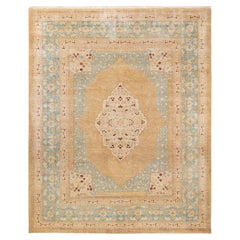 One-Of-A-Kind Hand Made Traditional Mogul Ivory Area Rug