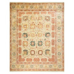 One-Of-A-Kind Hand Made Traditional Mogul Ivory Area Rug