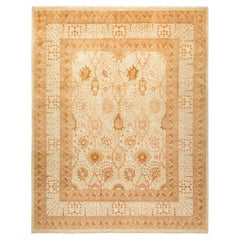 One-of-a-Kind Hand Made Traditional Mogul Ivory Area Rug