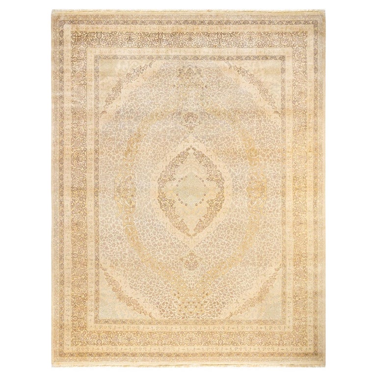 Ivory Rug Handmade One-Of-A-Kind Hand Made Traditional Mogul Ivory Area Rug For Sale at ...