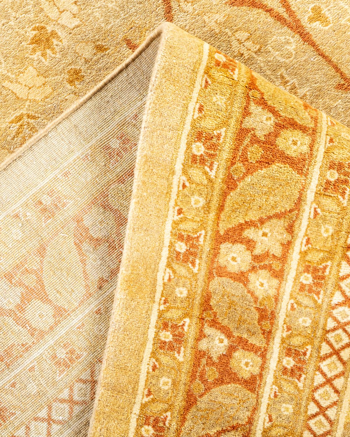 Pakistani One-of-a-Kind Hand Made Traditional Mogul Ivory Area Rug For Sale