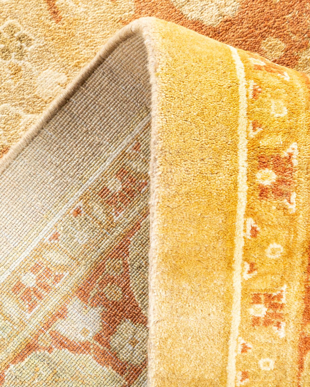 Pakistani One-of-a-kind Hand Made Traditional Mogul Ivory Area Rug For Sale