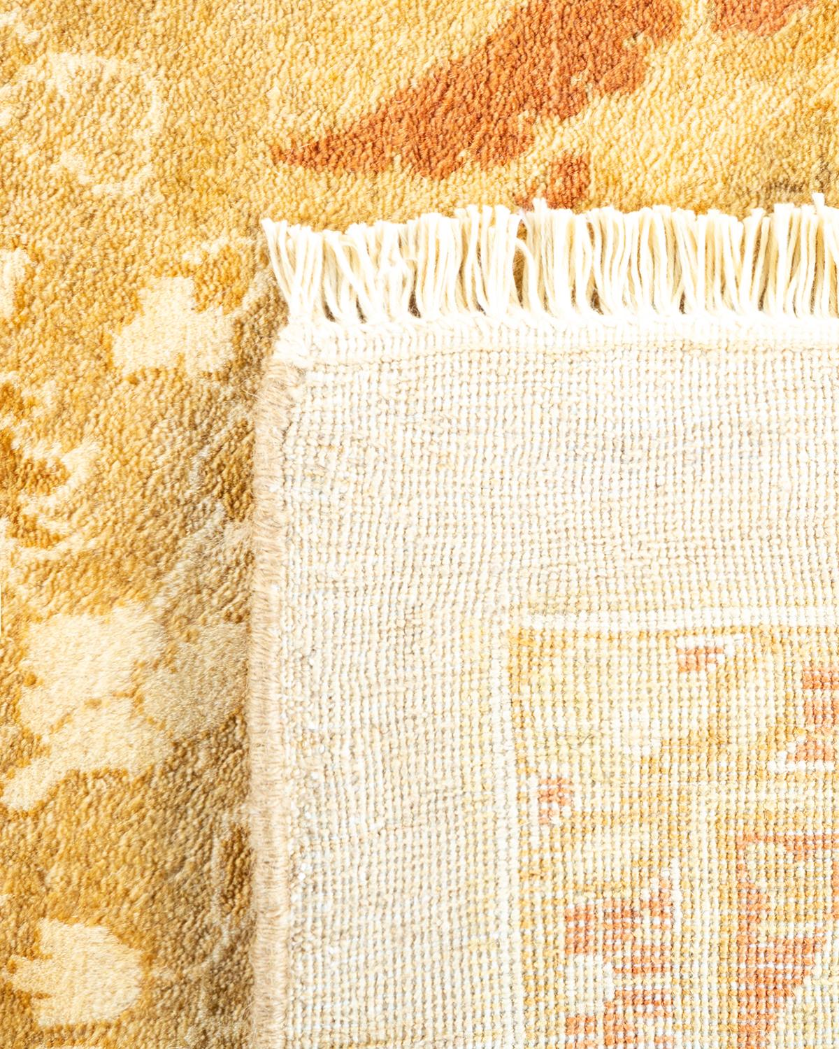 Hand-Knotted One-of-a-kind Hand Made Traditional Mogul Ivory Area Rug For Sale
