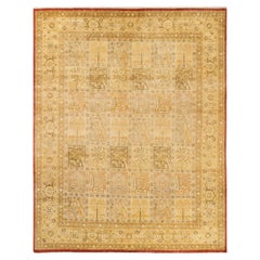 Tapis traditionnel Mogul ivoire unique en son genre fabriqué à la main