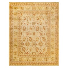 One-of-a-Kind Hand Made Traditional Mogul Ivory Area Rug