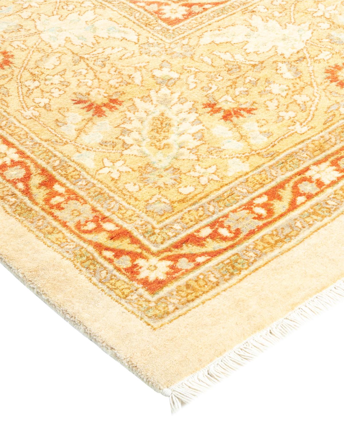 Laine Tapis traditionnel ivoire Mogul unique en son genre fabriqué à la main en vente