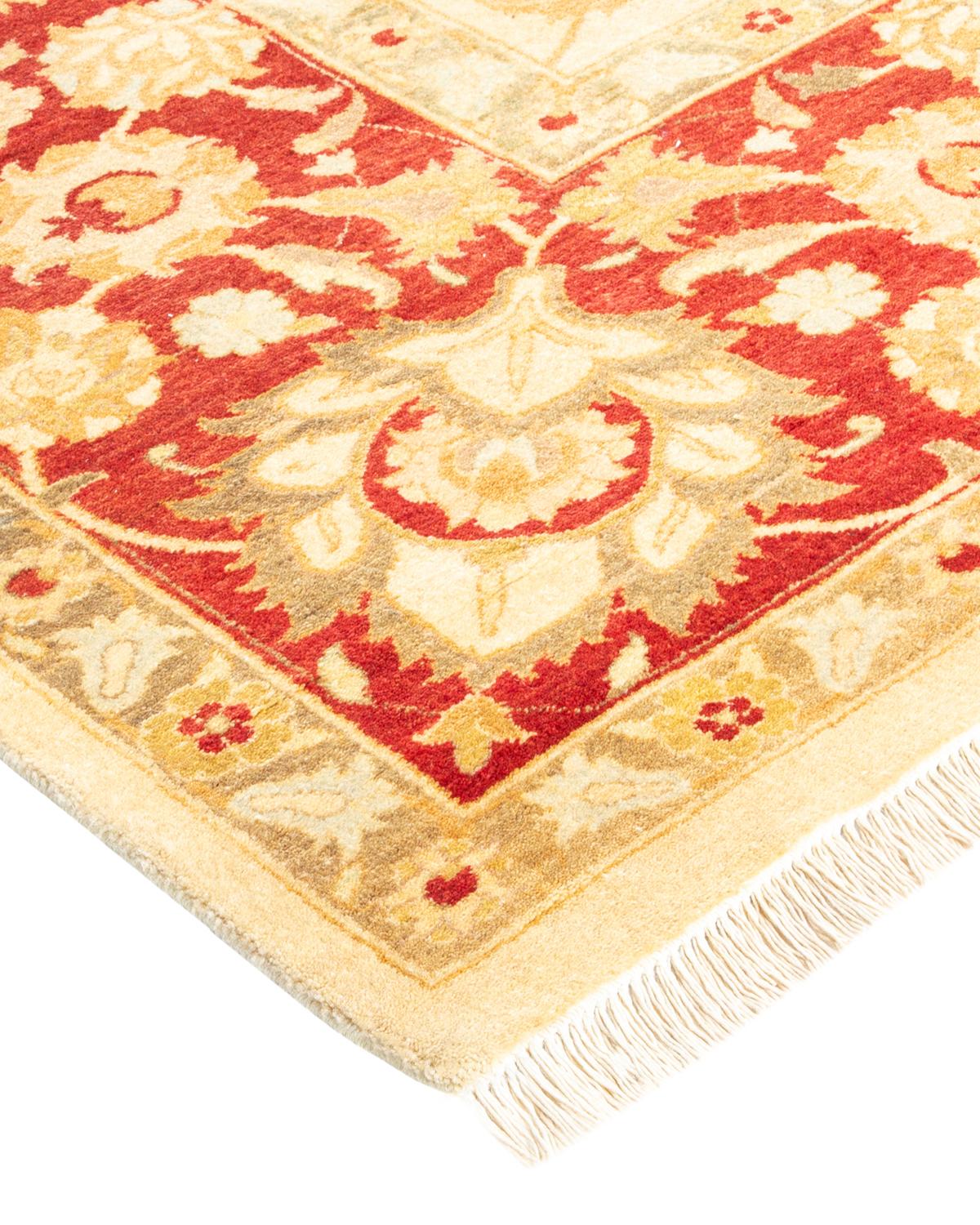 Laine Tapis traditionnel Mogul ivoire unique en son genre fabriqué à la main en vente