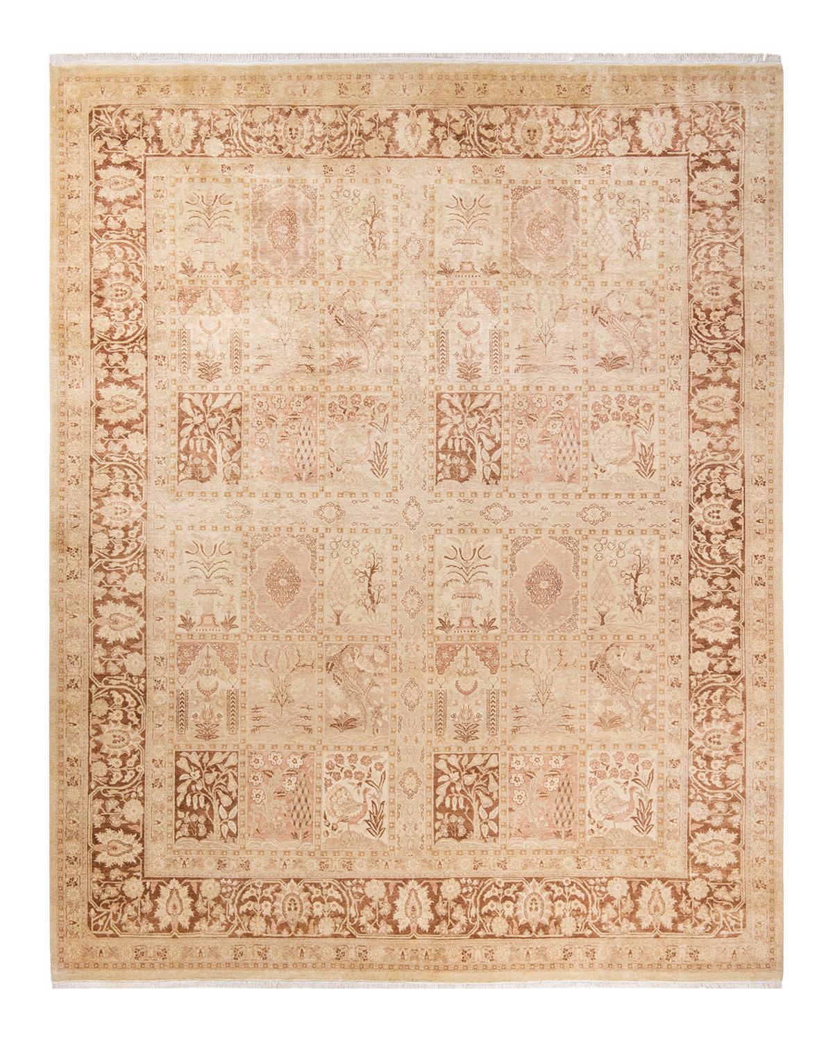 Other One-Of-A-Kind Hand Made Traditional Mogul Ivory Area Rug For Sale