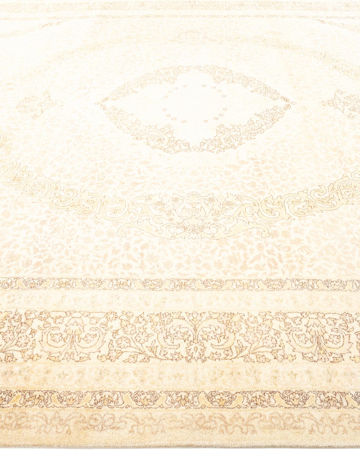 XXIe siècle et contemporain Tapis traditionnel Mogul ivoire unique en son genre fabriqué à la main en vente