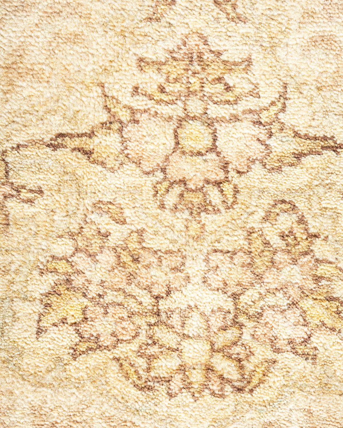 Laine Tapis traditionnel Mogul ivoire unique en son genre fabriqué à la main en vente