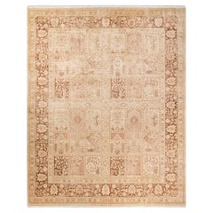 Tapis traditionnel ivoire Mogul unique en son genre fabriqué à la main