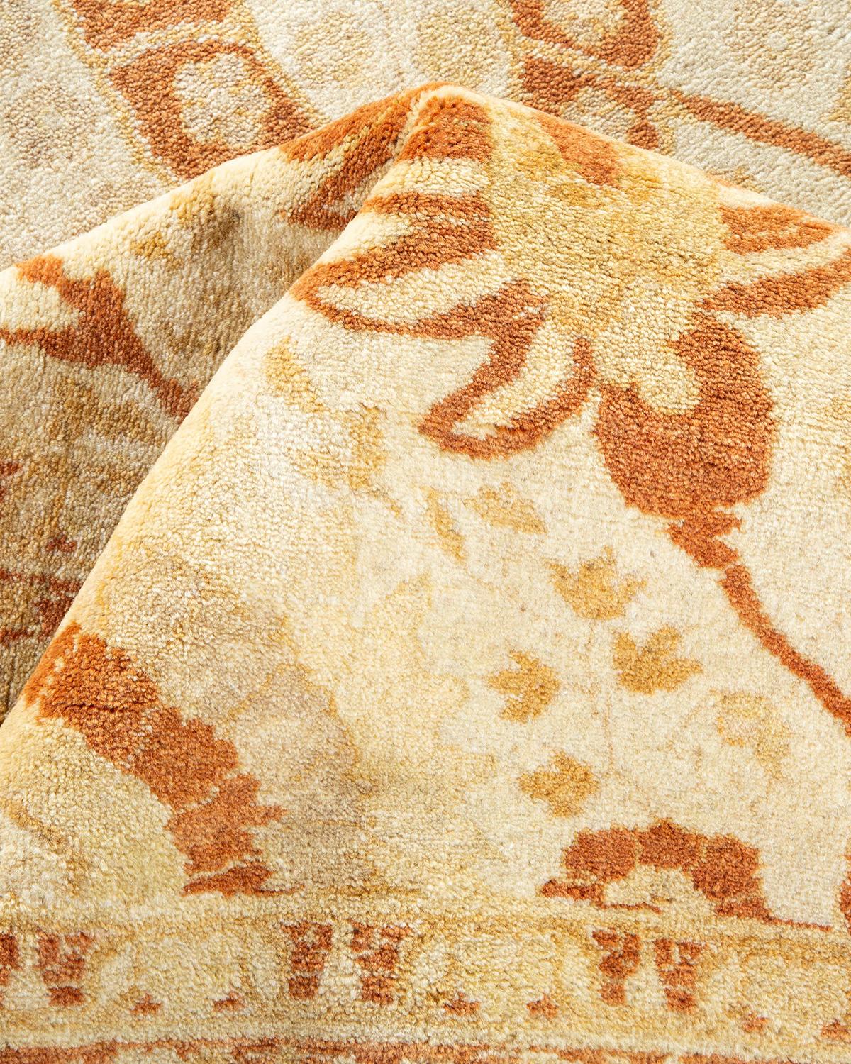 Other One-Of-A-Kind Hand Made Traditional Mogul Ivory Area Rug For Sale