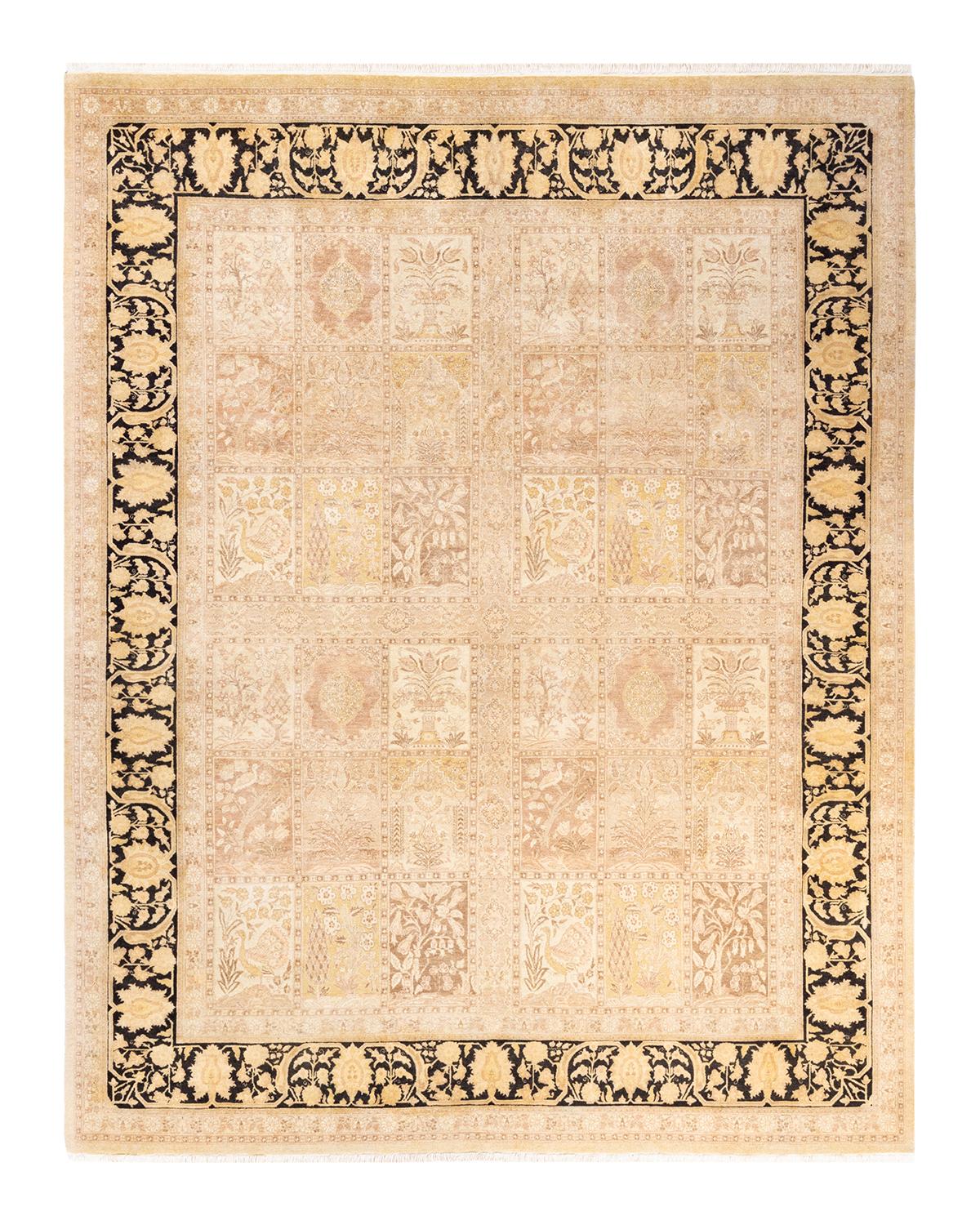Autre Tapis traditionnel ivoire Mogul unique en son genre fabriqué à la main en vente