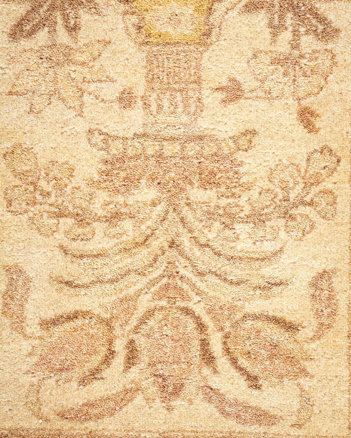 Laine Tapis traditionnel ivoire Mogul unique en son genre fabriqué à la main en vente