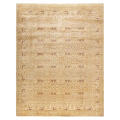 One-Of-A-Kind Hand Made Traditional Mogul Ivory Area Rug