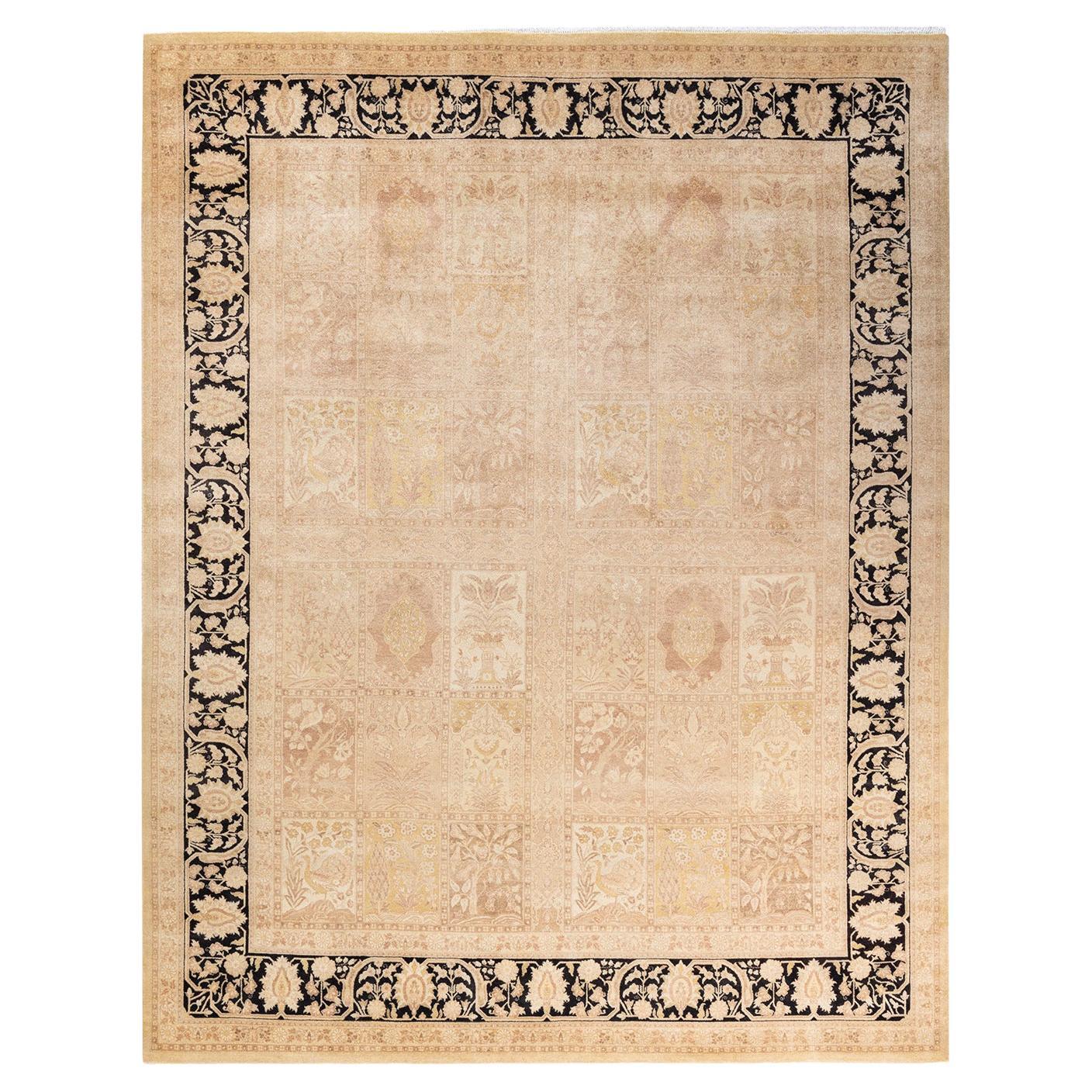One-Of-A-Kind Hand Made Traditional Mogul Ivory Area Rug For Sale at ...
