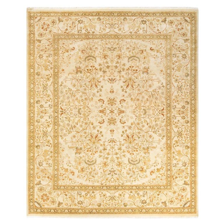 Ivory Rug Handmade One-of-a-Kind Hand Made Traditional Mogul Ivory Area Rug For Sale at ...