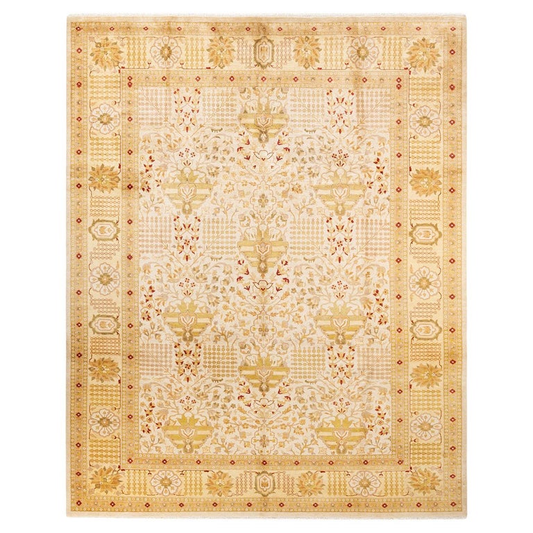 Ivory Rug Handmade One-Of-A-Kind Hand Made Traditional Mogul Ivory Area Rug For Sale at ...