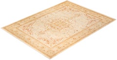One-Of-A-Kind Hand Made Traditional Mogul Ivory Area Rug