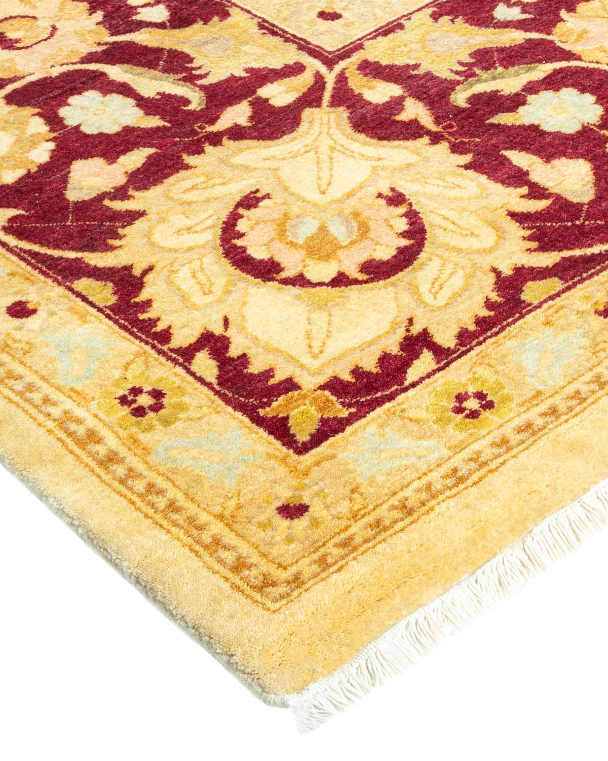 Laine Tapis traditionnel ivoire Mogul unique en son genre fabriqué à la main en vente