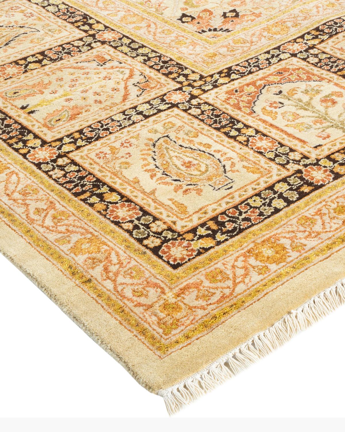 Lana Tappeto tradizionale Mogul Ivory, unico nel suo genere, realizzato a mano in vendita