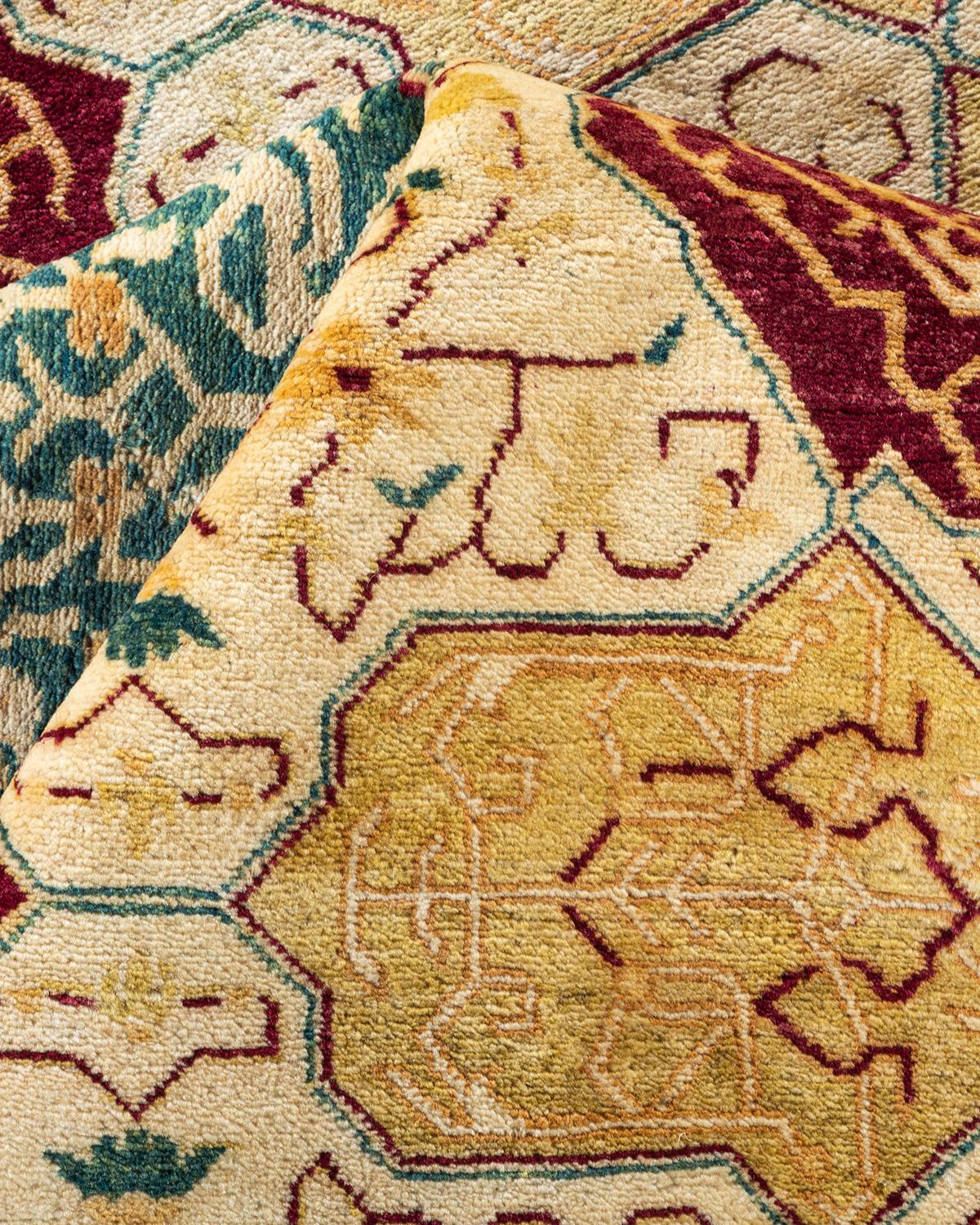 Traditioneller handgefertigter elfenbeinfarbener Mogul-Teppich, Unikat (Sonstiges) im Angebot