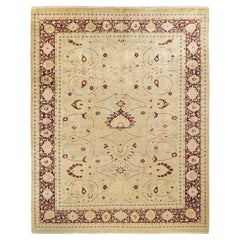 One-Of-A-Kind Hand Made Traditional Mogul Ivory Area Rug