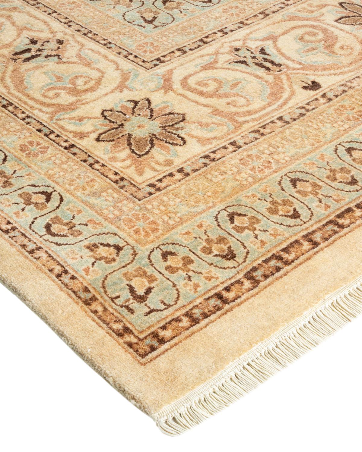 Laine Tapis traditionnel ivoire Mogul unique en son genre fabriqué à la main en vente