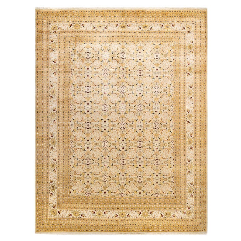 Ivory Rug Handmade One-of-a-kind Hand Made Traditional Mogul Ivory Area Rug For Sale at ...