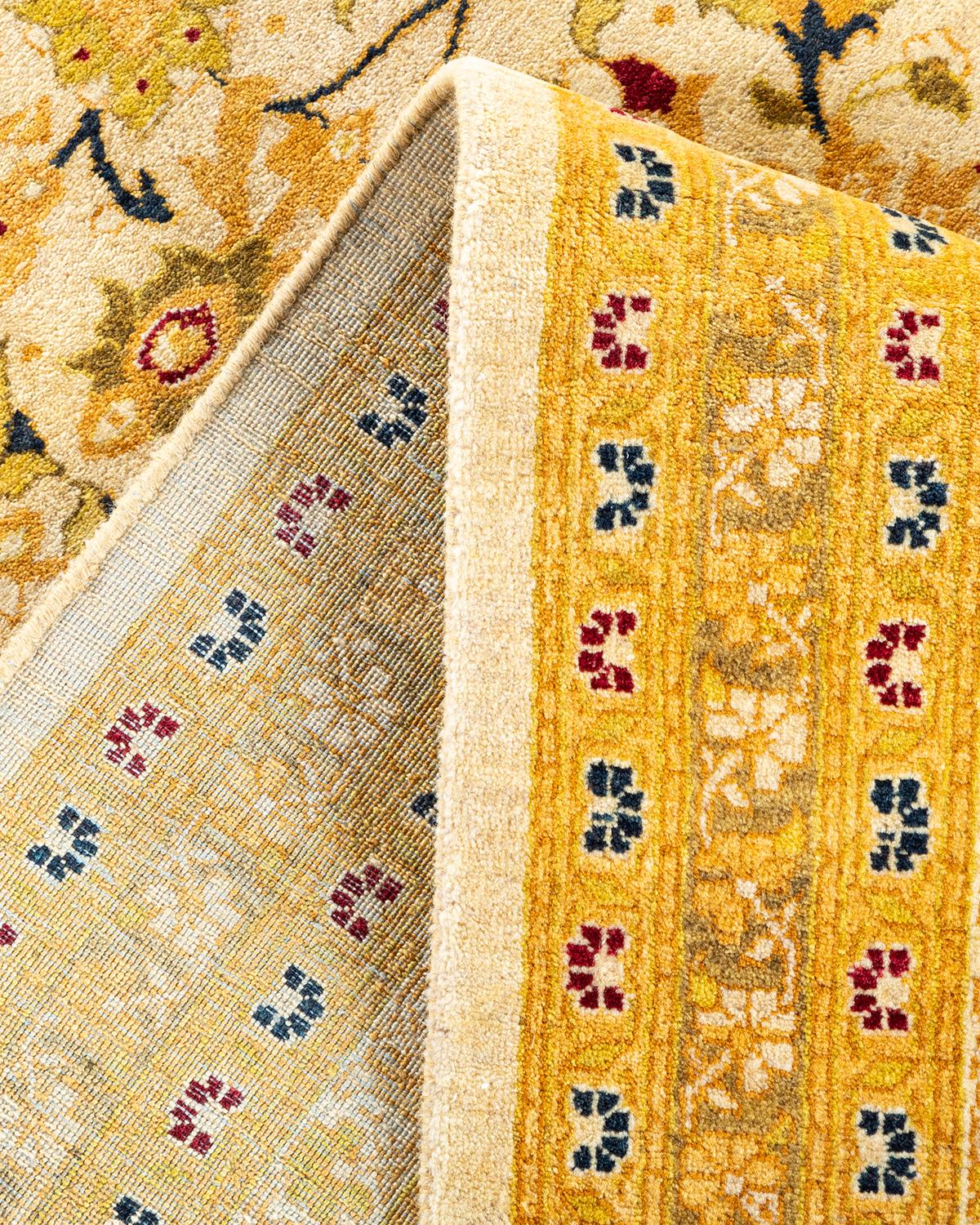 Alfombra tradicional única Hand Made Mogul Marfil Pakistaní
