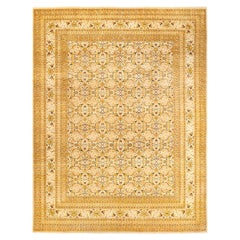 One-of-a-kind Hand Made Traditional Mogul Ivory Area Rug