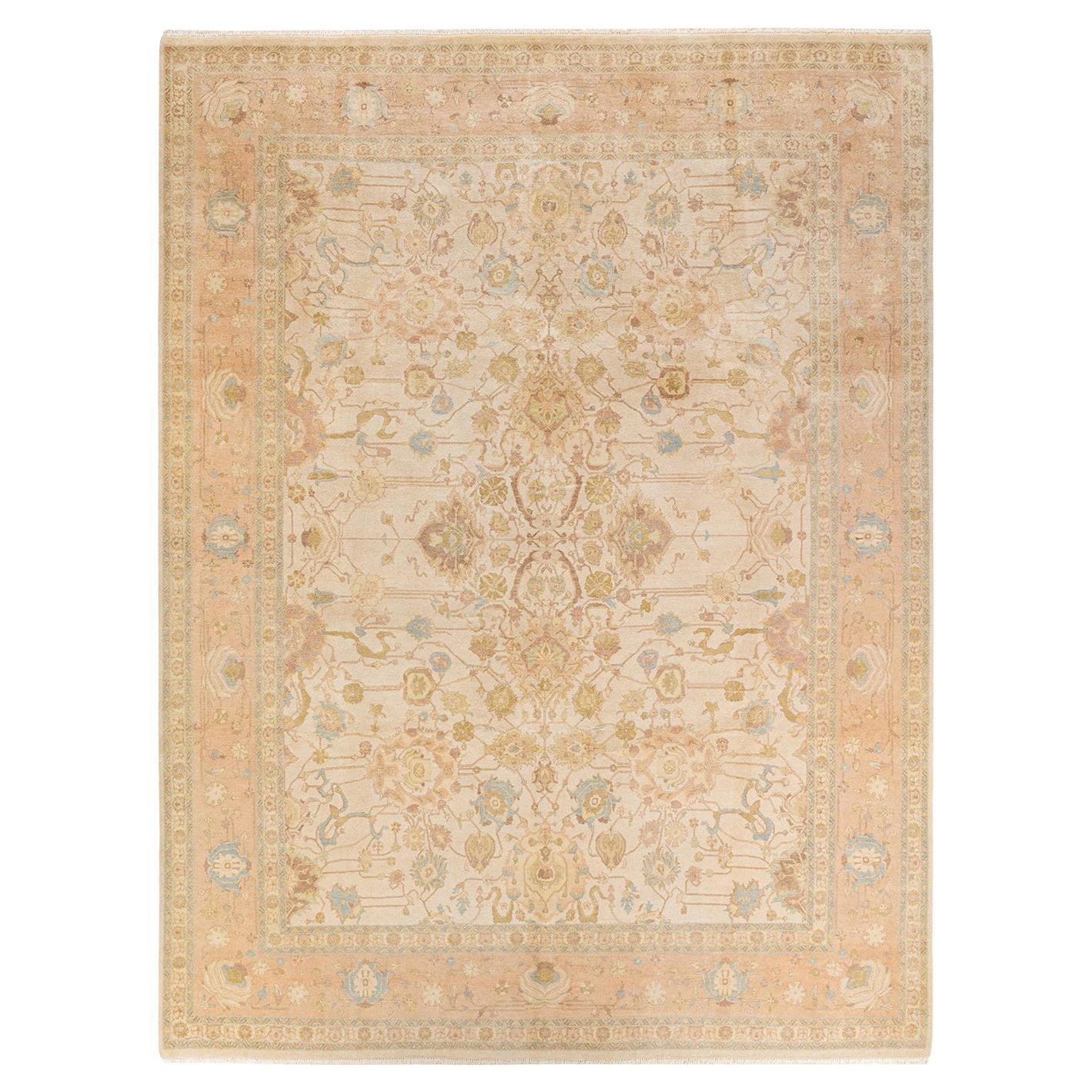 One-Of-A-Kind Hand Made Traditional Mogul Ivory Area Rug For Sale at ...