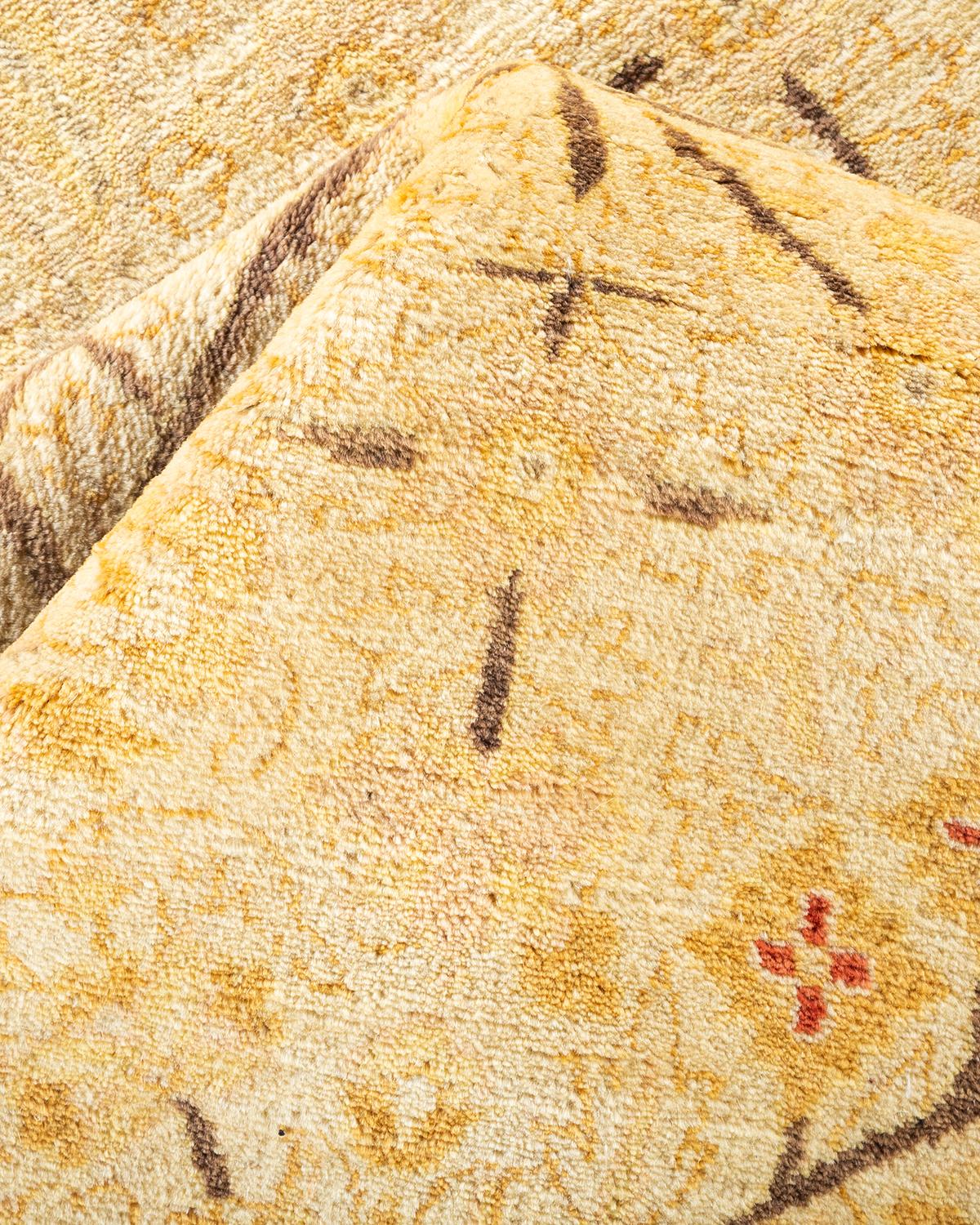 Other One-Of-A-Kind Hand Made Traditional Mogul Ivory Area Rug For Sale