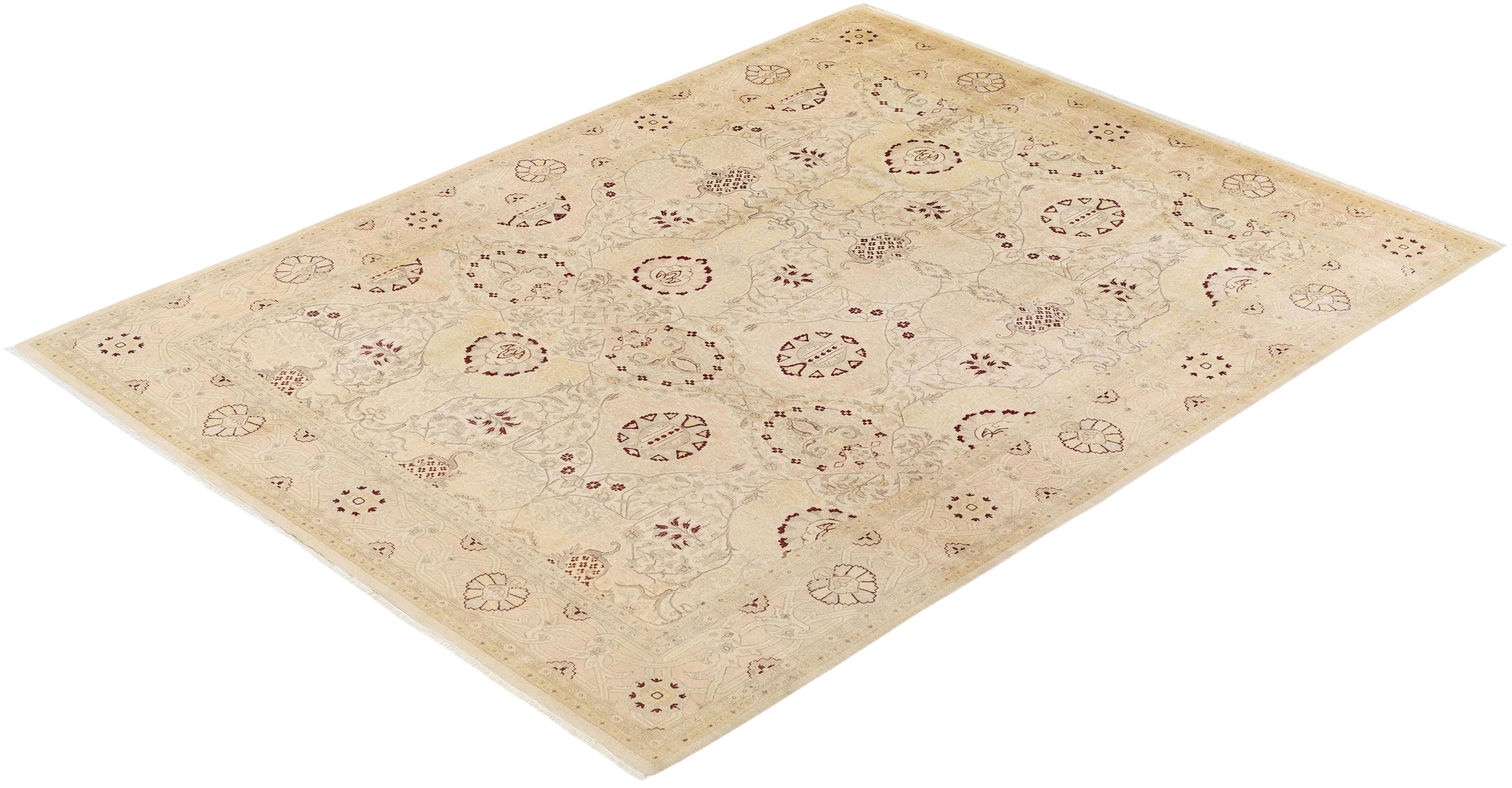 With understated palettes and allover designs, the rugs in the Mogul Collection will bring timeless sophistication to any room. Influenced by a spectrum of Turkish, Indian, and Persian designs, the artisans who handweave these wool rugs imbue