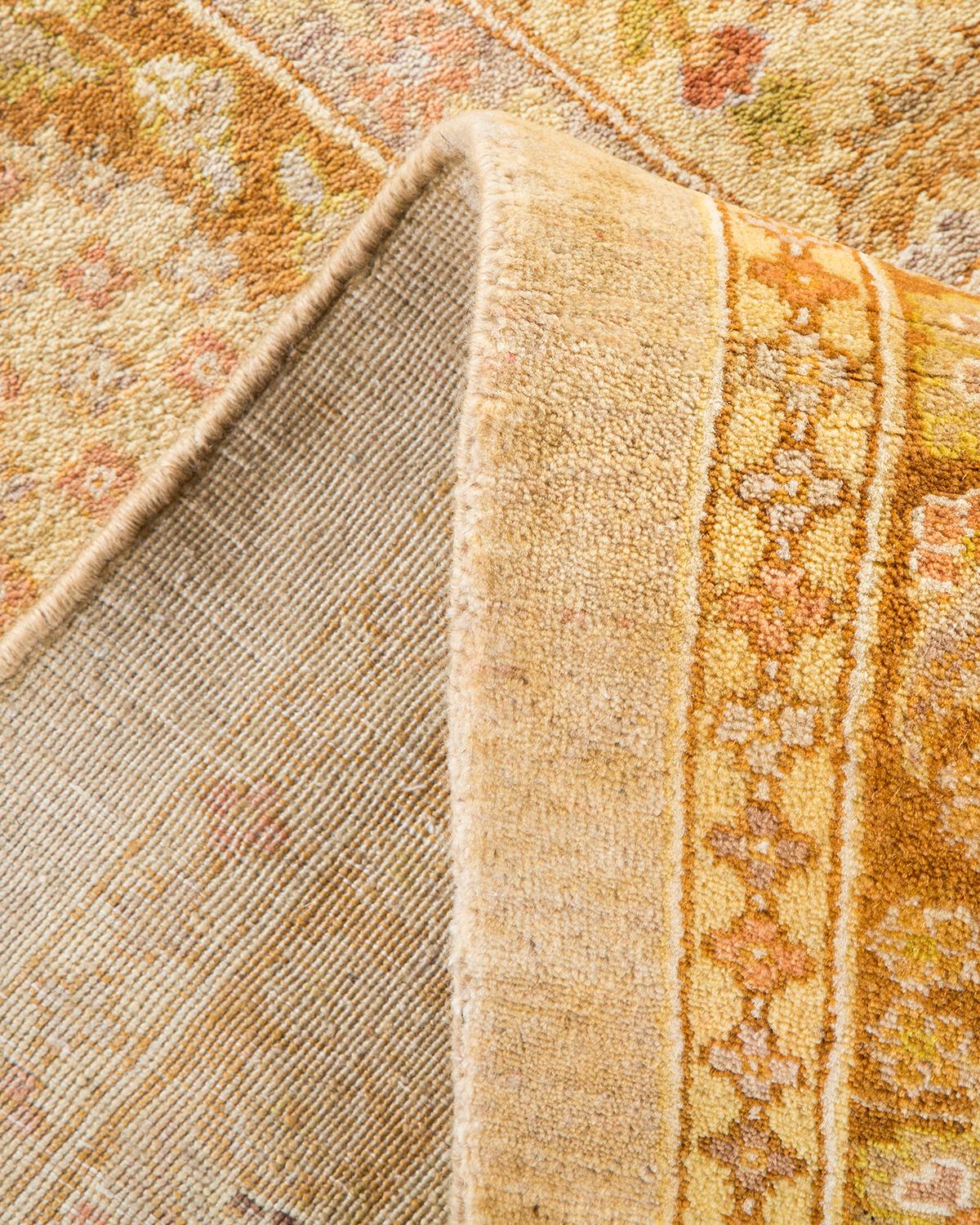 Pakistani One-of-a-kind Hand Made Traditional Mogul Ivory Area Rug For Sale