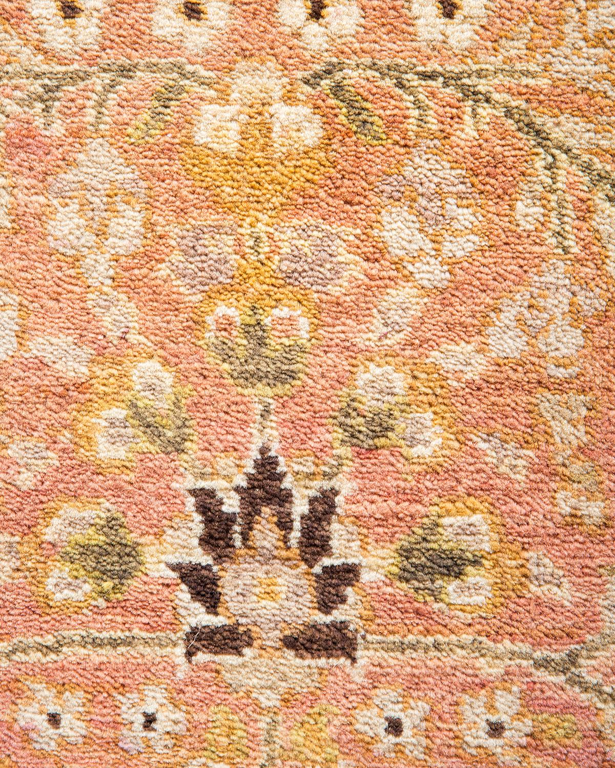 Contemporary One-of-a-kind Hand Made Traditional Mogul Ivory Area Rug For Sale