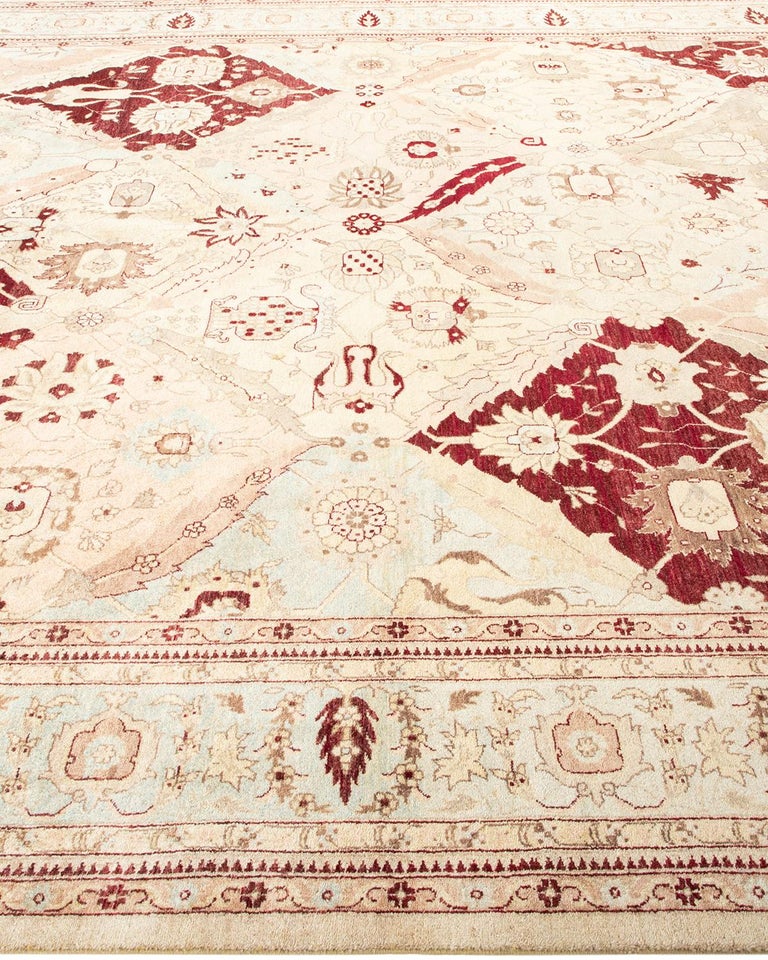 One-Of-A-Kind Hand Made Traditional Mogul Ivory Area Rug For Sale at ...
