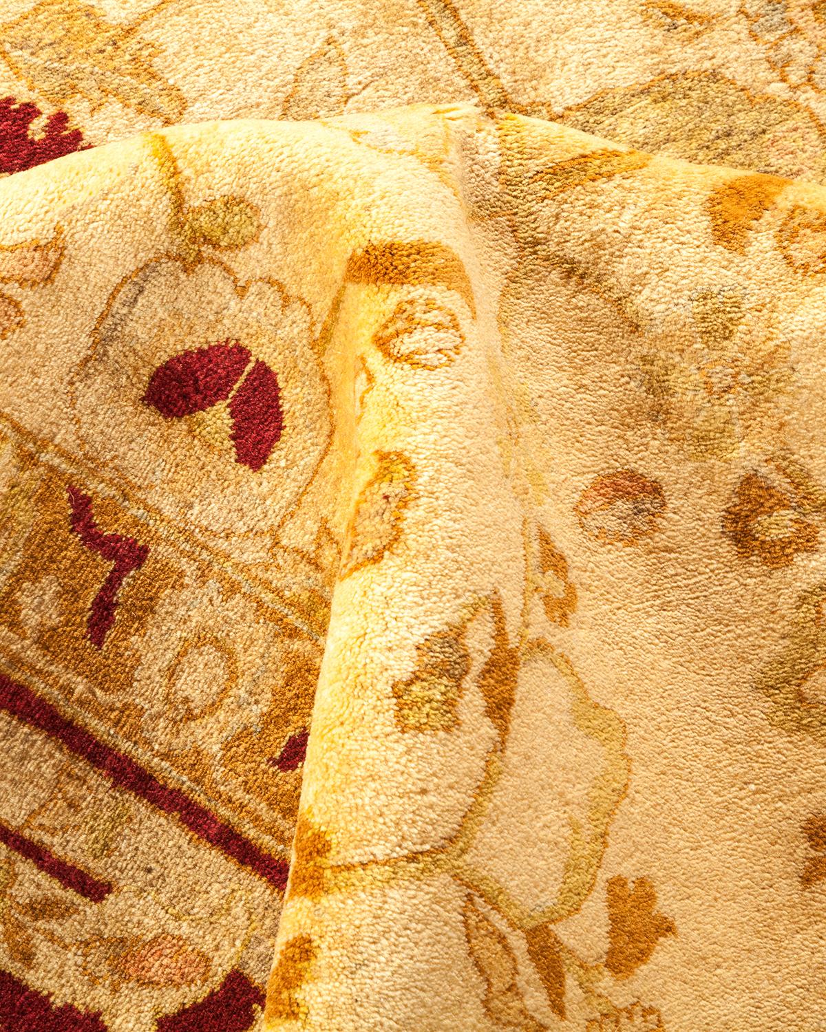 Other One-of-a-Kind Hand Made Traditional Mogul Ivory Area Rug For Sale