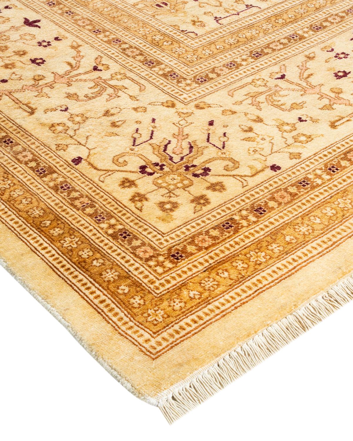 Laine Tapis traditionnel Mogul ivoire unique en son genre fabriqué à la main en vente